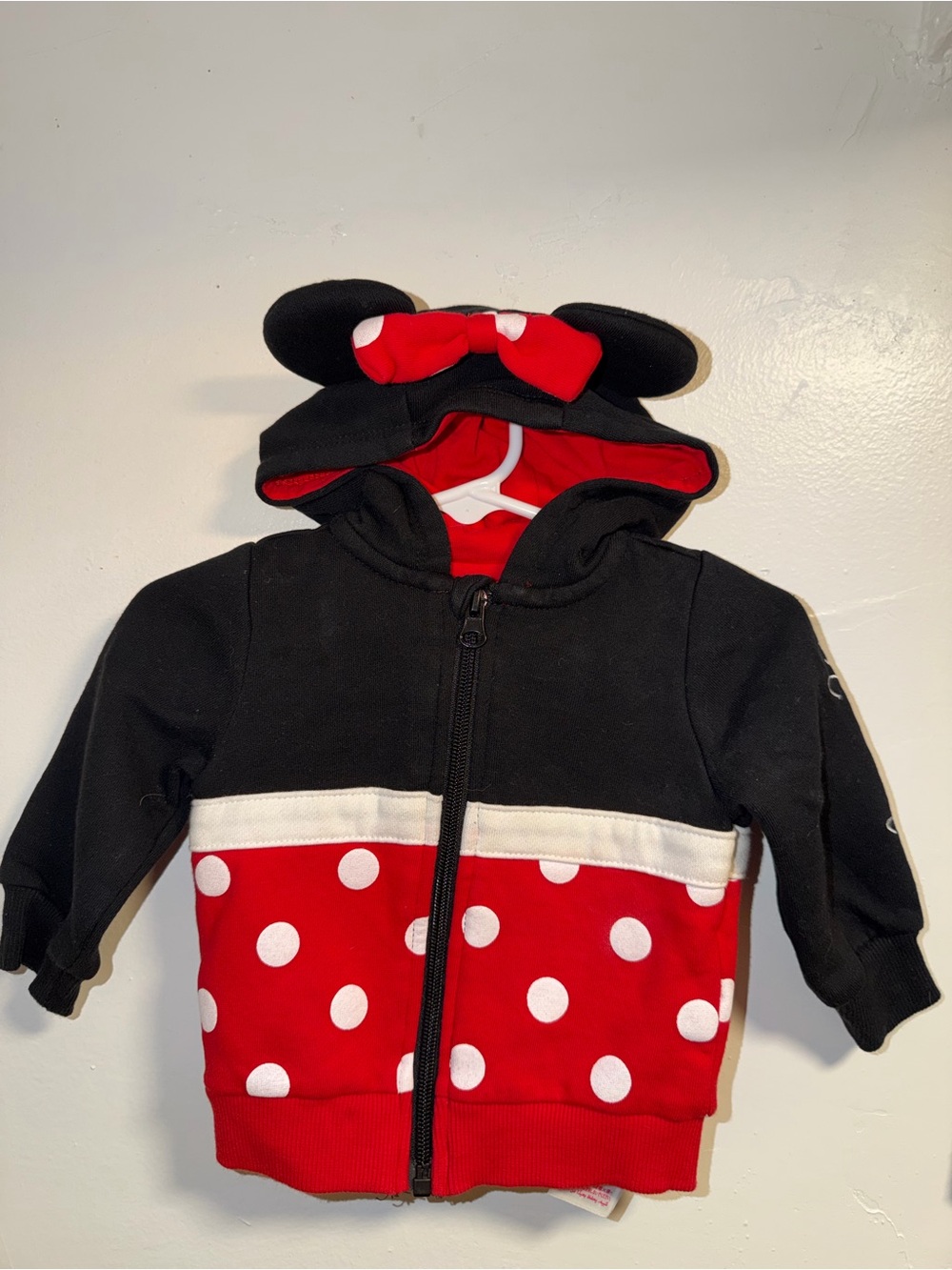 Disney Kids Black & Red Minnie Mouse Polka Dot Hoodie Jacket